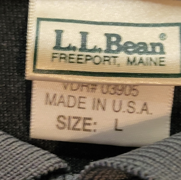 Vintage LLBean long-sleeved button-down check shirt from the 1980'S to 1990s, size M. cotton Green type dark green Vintage Second Hand